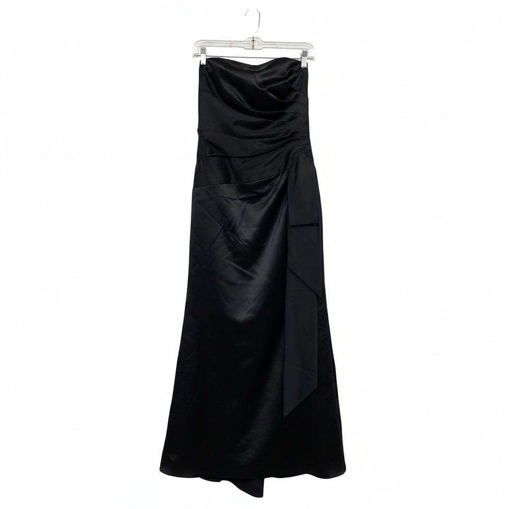 Dessy Collection Black Maxi Dress Satin Strapless | Womens 8